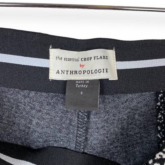 Anthropologie Womens Essential Crop Flare Pants Small Black Leopard Pull On - Picture 4 of 15